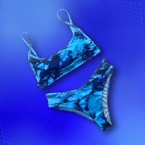 Tie dye bikini blue two piece swimsuit, size S